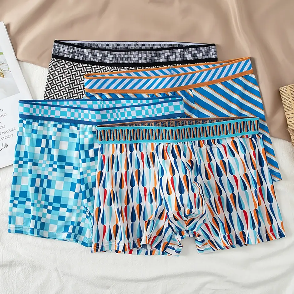 Boxer décontracté à motifs colorés pour hommes, sous-vêtements amples et confortables, surdimensionnés, taille élastique, 4/5 pièces