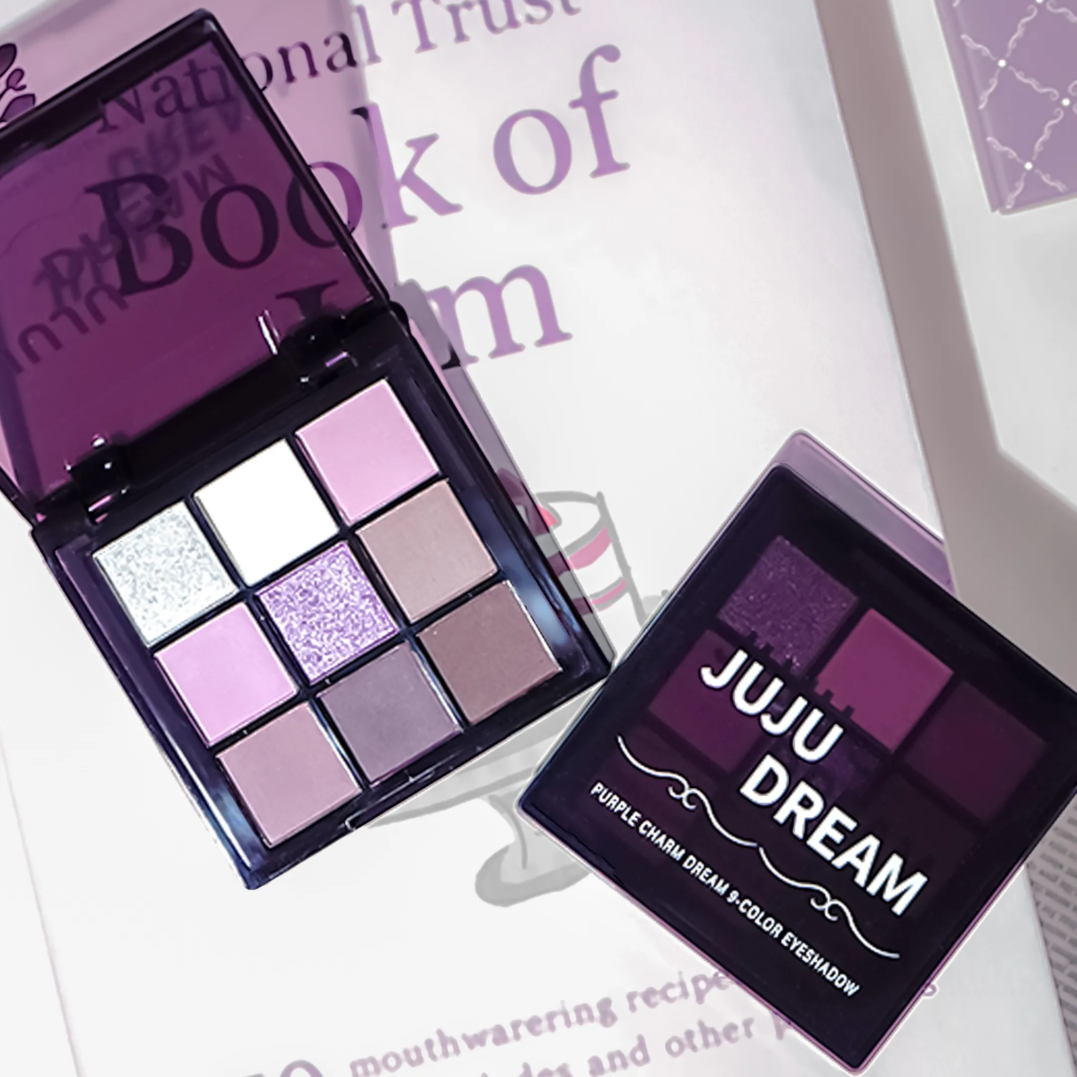 Palette de fards à paupières neuf nuances de fumé mat nacré fines paillettes violet foncé maquillage abordable — image 5