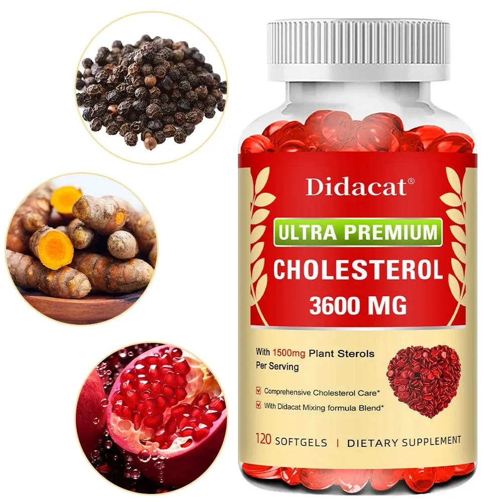 Cholesterol Supplements with Niacin Red Yeast Rice Bergamot Omega-3 & Garlic Advenced Absorption Formula 30/60/120 Softgels — image 2