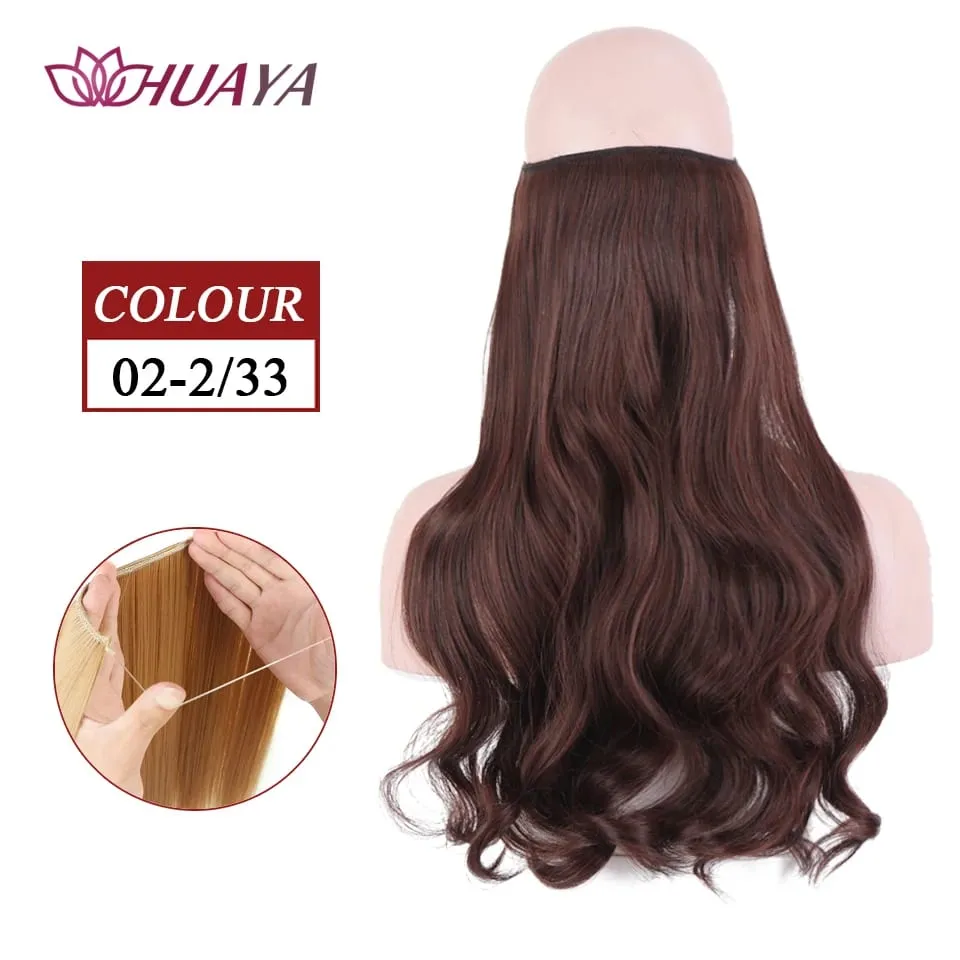 Synthetic Long Straight Invisible Wire No Clips In Hair Extensions Fake Hair Pieces Secret Fish Line Hairpieces For Women — image 22