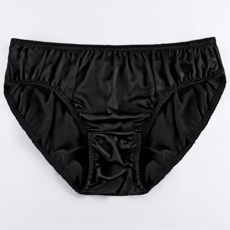 Pure Silk Mens Wrinkle Briefs Breathable Male Panties 100% Mulberry Silk Trigonometric Underwear Plus Size Men Boxers Summer — image 3