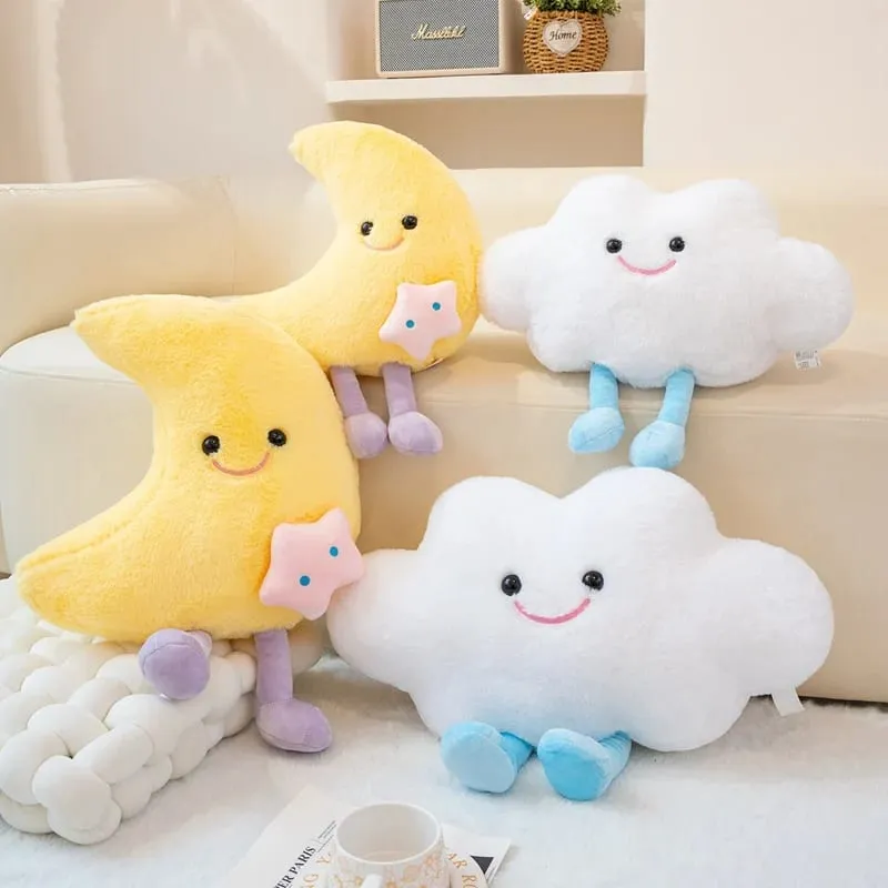 Lovely Smile Moon and Cloud Plush Pillow Comfortable Sofa Cushion Stuffed Soft Doll Home Car Decor Gift — image 2