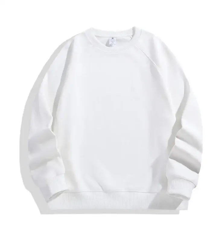 600g Men's 100% Cotton Oversized Sweatshirt for Winter Solid Beige Batwing Sleeve Heavyweight Fleece Crew Neck Thermal Hoodies