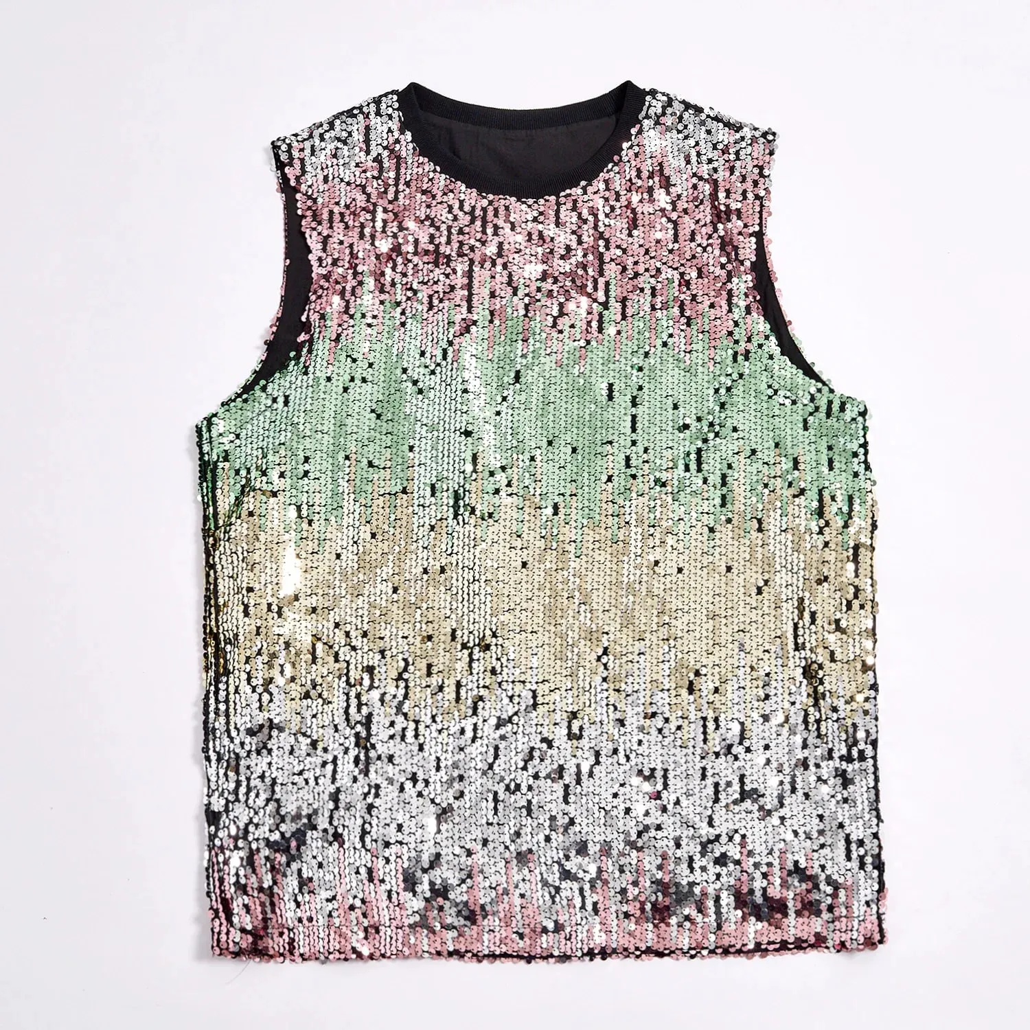 2025 Fashion Pullover Sleeveless Multi-color Sequined T-shirt/vest for Women Urban Street Style Multicolored Women's Tank Top — image 16