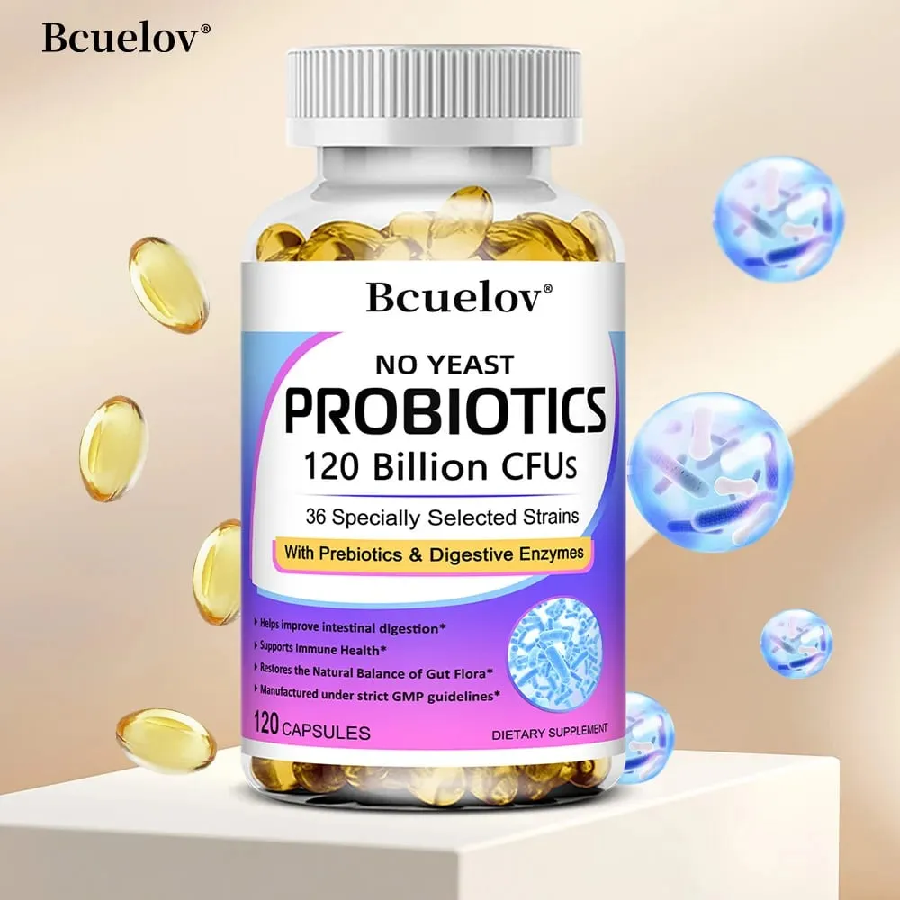 Premium Probiotics with Prebiotics and Digestive Enzymes To Aid Digestion and Boost The Immune System - 120 Capsules — image 1