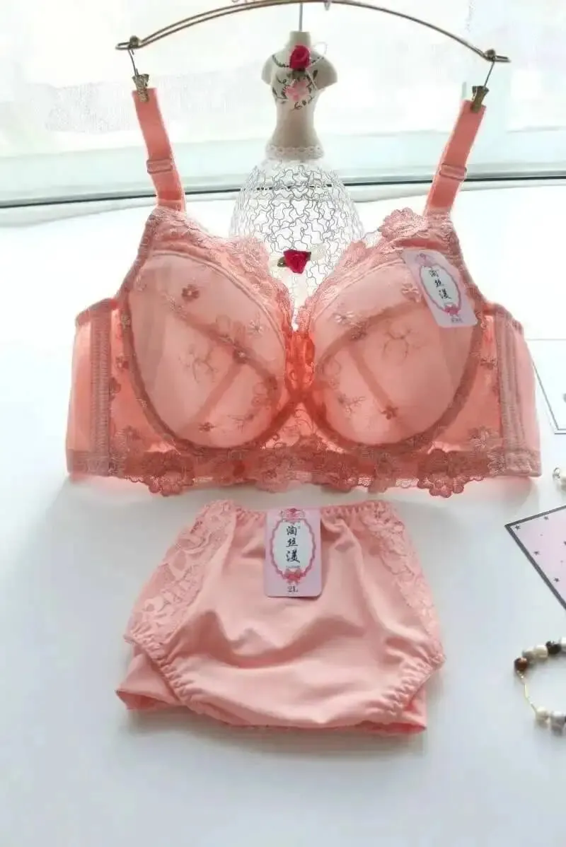ชุดชั้นในชุดชั้นใน Bras สำหรับชุดชั้นในสตรีชุด Intimates เย็บปักถักร้อย Plus ขนาดเสื้อผ้า 2 ชิ้น Bra ชุด B C D E F G H