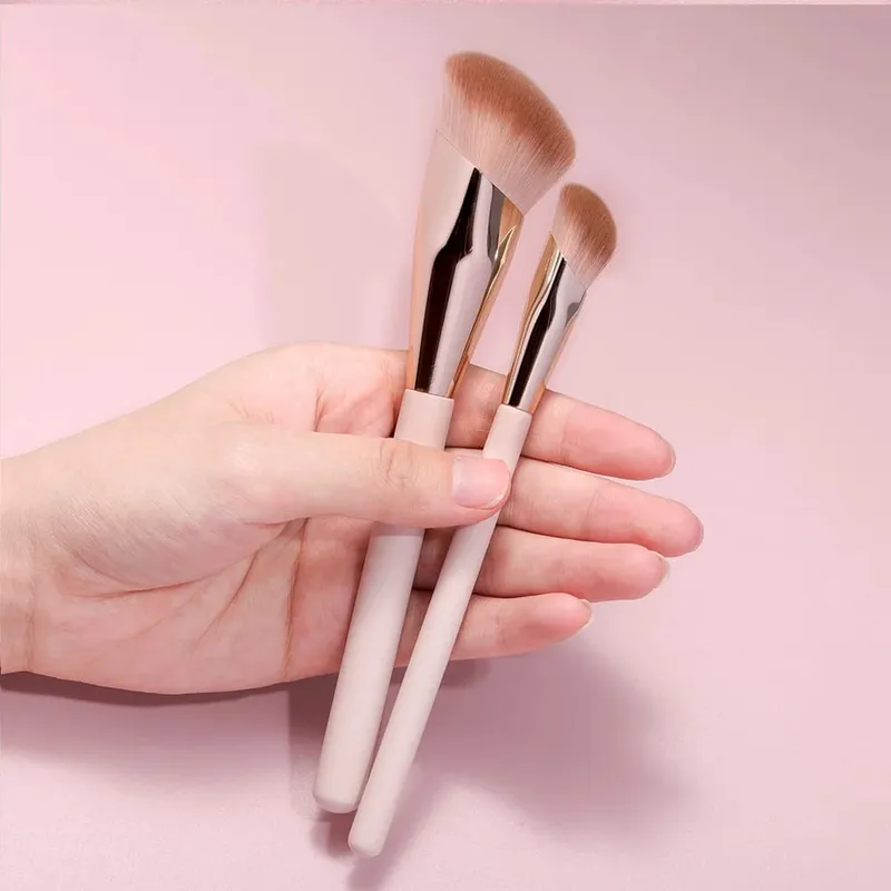 OVW Makeup Brushes Liquid Foundation Concealer Blending Blush Brush 2PCS Oblique Head Face Contour Professional Makeup Tool — image 5