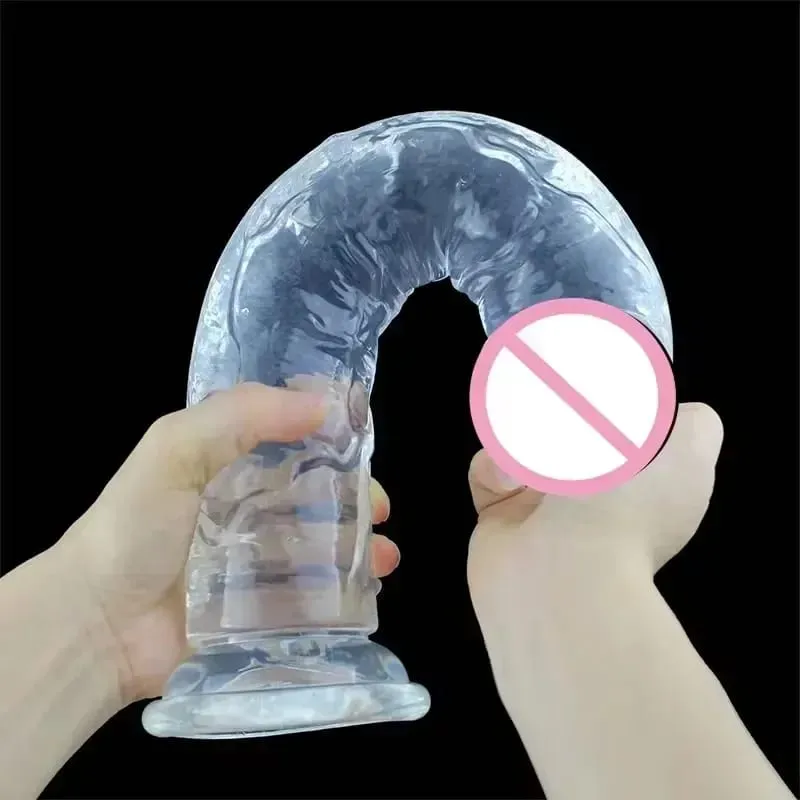 Cheap Women Erotic Anal 5 Colors Big Transparent Dildo Suction Cup Jelly Dick Sex Toys Soft Clitori Vaginal Masturbators Penis — image 5