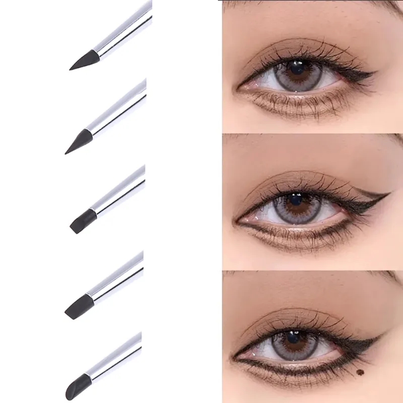 Black Silicone Eyeliner Brush Blade Multi-purpose Eyebrow Lipstick Brushes Easy To Use Nail Painting Pen Eyes Shaping Makeup — image 4