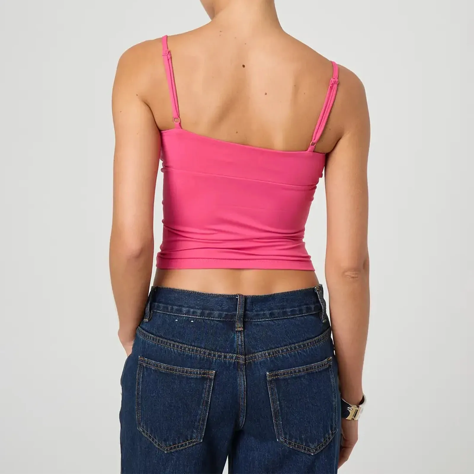 Y2k Clothes Women's Summer Cropped Cami Tops Sleeveless Open Back V Neck Solid Color Slim Fit Tank Tops — image 4