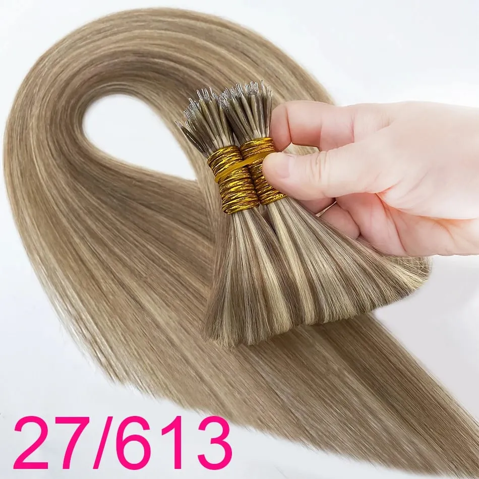 Micro Ring Hair Extension Ombre 100% Virgin Human Hair Extensions Nano Ring Micro Beads Tip Thick Full Head 18"-30"extensiónes — image 22
