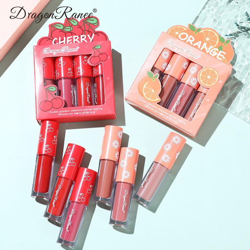 Mini Velvet Matte Lip Gloss Set 3pc/4pcs Non-Fading Non-Stick Cup Long-Lasting Fruit Scented Lip Tint Smooth and Lightweight — image 3
