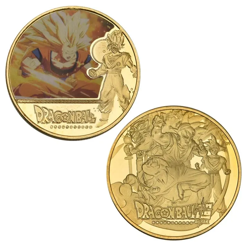 Dragon Ball Gold Plated Gold Coin Son Goku Vegeta Commemorative Coins Children Classic Anime Peripherals Collection Toy Souvenir
