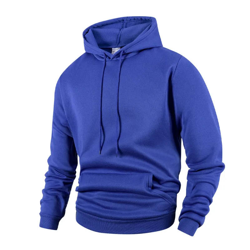 Men's Casual Thicken Hoodies Autumn Winter Long Sleeve Pullover Fashion Loose Solid Color Sweatshirt Spring Warm Outdoor Hoody — image 8