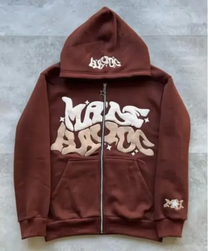 Retro Star and Letter Printed Zipper Hoodies 2025 Spring Autumn Harajuku Y2K Women and Men Fashion Hip Hop Long Sleeve Hooded — image 10