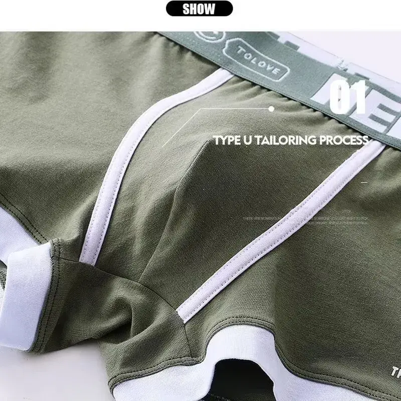 1/4 pièces sous-vêtements pour hommes Boxer en coton sous-vêtements pour hommes Boxer pantalon respirant U convexe sous-vêtements pour hommes Sexy grande taille — image 6
