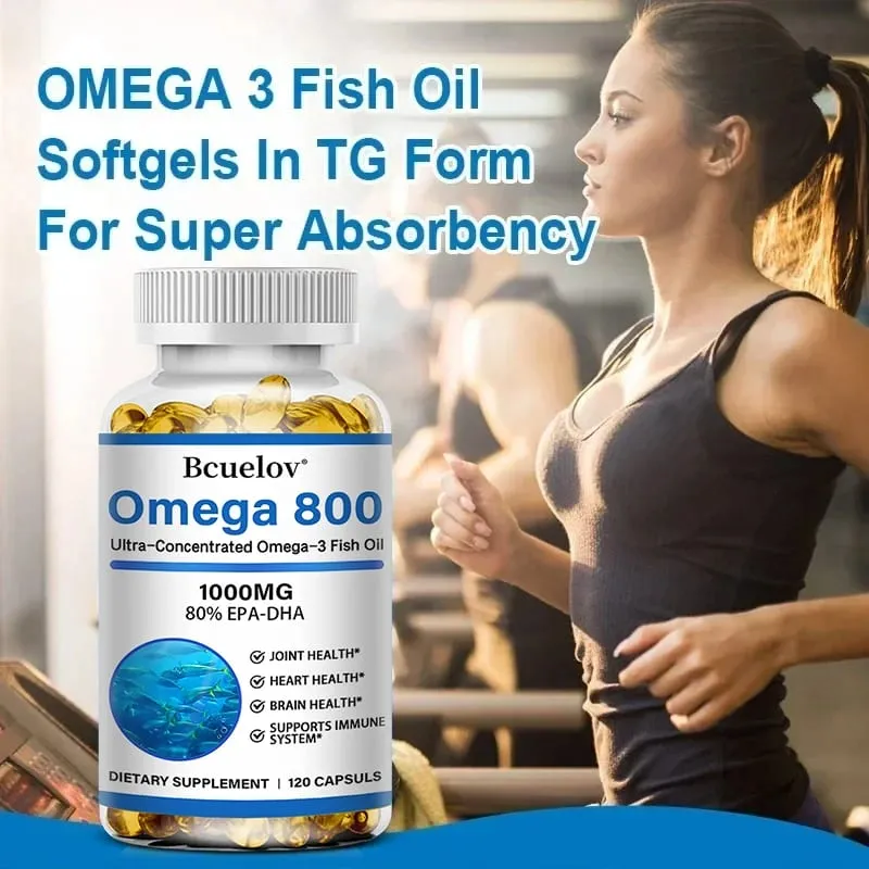 Bcuelov Fischöl Omega-3-Ergänzungsmittel, 1000 mg Kapseln, Omega-3-Fischöl für eine gesunde Herz-Gehirn-Unterstützung, 30/60/120 Kapseln — image 3