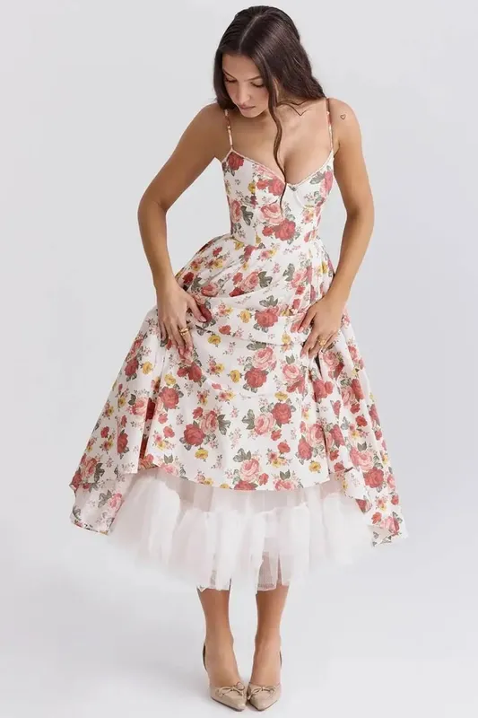 2026 봄/여름 하이 엔드 새틴 Strapless 중공업 프랑스어 허리 스트랩 섹시한 뜨거운 여자 중간 롱 드레스 여성 우아한 — image 15