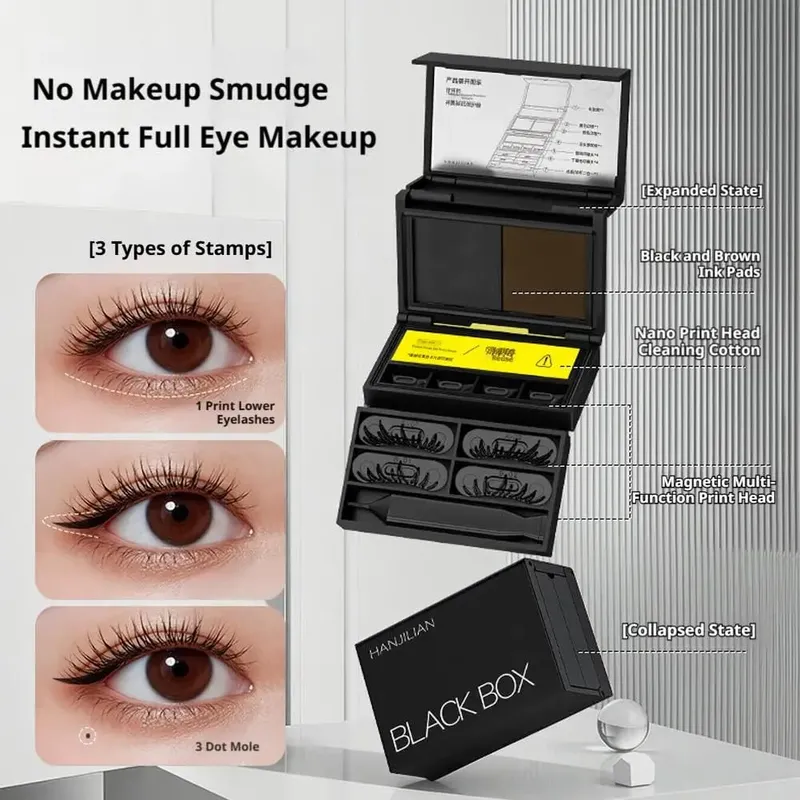 3in1 Eye Makeup Stamp Portable Lasting Smudge-Proof Stamp Eyeliner & Mole Fast Application Eye Makeup Set Eyelashes Makeup Tools