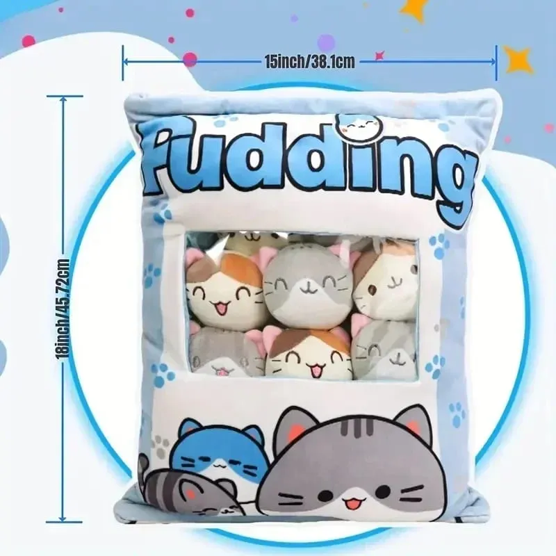 Cute Cat Rabbit Snack Pillow Pudding Decorative Stuffed with Mini Animal Cat Dolls Pudding Plush Toy Kawaii Plush Pillow Gifts — image 7