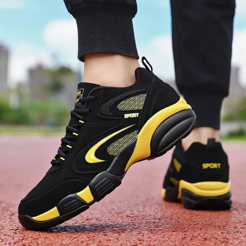 Plus Size Men's Trendy Colour Block Sneakers Comfy Non Slip Lace Up Casual Durable Shoes For Men's Outdoor Activities — image 4