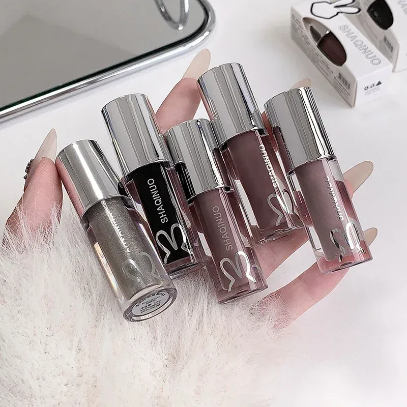 Mirror Watery Lip Gloss Lasting Moisturizing Lip Tint Cool Black Silver Gray Pearl Fine Sparkling Lipstick Makeup Cosmetics — image 7