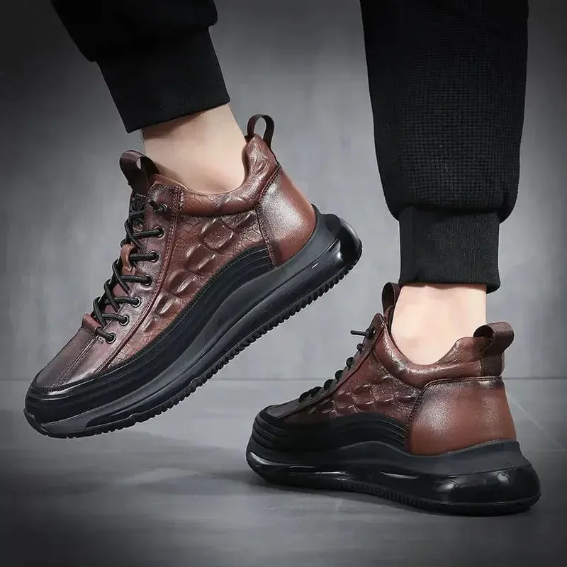 2026 Autumn Alligator pattern Men Sneakers Lace Up Casual Platform Vulcanized Shoes Male Anti-slip Running Zapatillas Hombre
