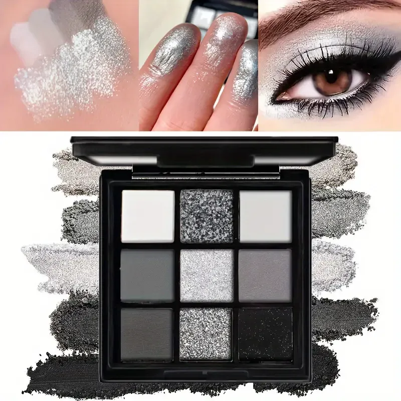 Black light star nine-color eye shadow plate Smoky makeup dark black dark cement plate cross-border — image 2