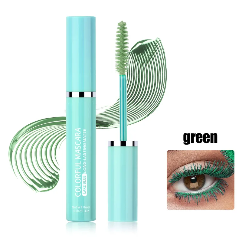 Colored Mascara Eyelashes Blue Pink Green Colorful Waterproof Mascara Charming Long Lasting Curling Mascara Eye Christmas Makeup — image 8