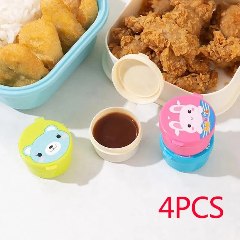 1/2/3/4pcs Mini Lunch Box Accessories Cute Pattern Sauce Box Squeeze Bottle Cartoon Tomato Honey Condiment Container For Kids — image 4