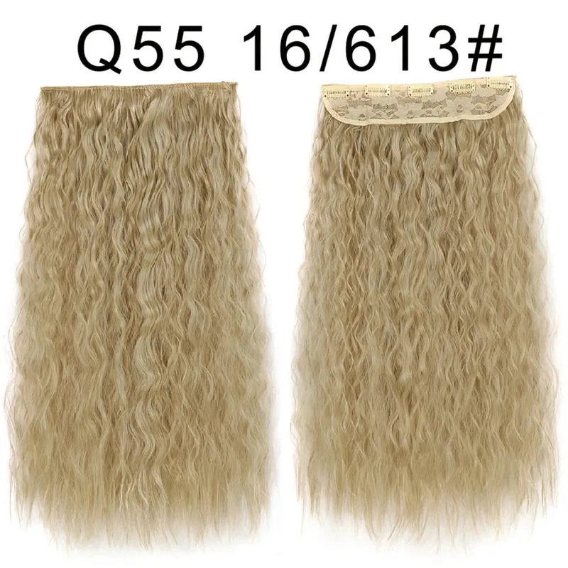 Long Straight Curly One Piece 5clips Clip-in Extensions 22Inch Heat Resistant Hairstyles Colour Mix Blonde Hair Piece For Women — image 21