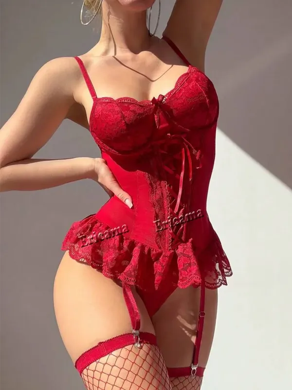 섹시한 란제리 세트 여자 레이스 투명 속옷 간략한 세트 브래지어는 Breves 세트를 밀어 얇은 섹시한 에로틱 레이스 브래지어와 팬티 세트 — image 9