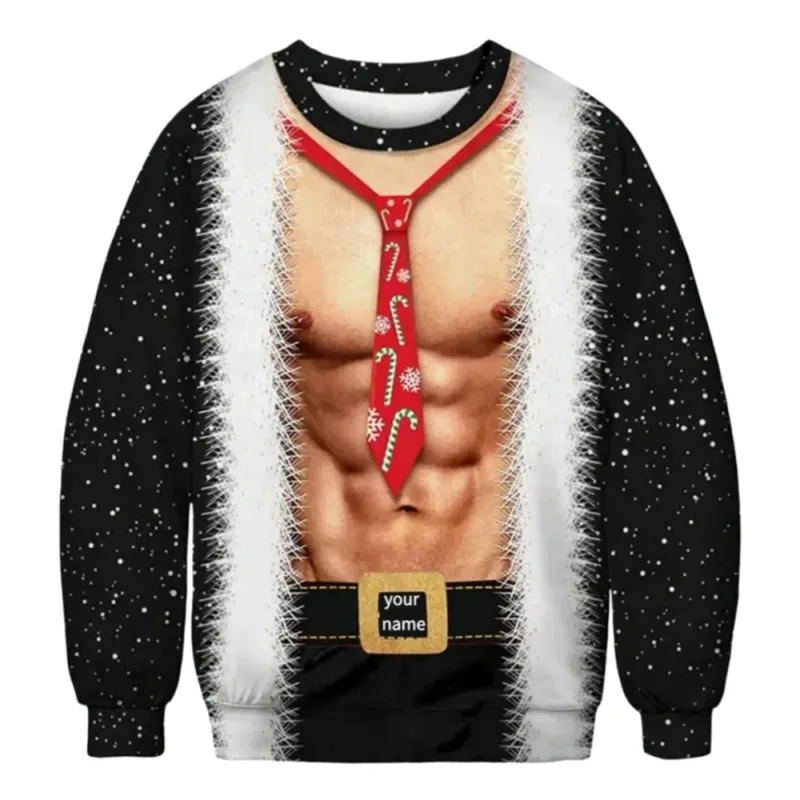 Sjov juletrøje Mænd Kvinder Pullover Xmas Sweatshirt Grim grafisk Y2k Sweatshirts til feriefest Løst herretøj — image 6
