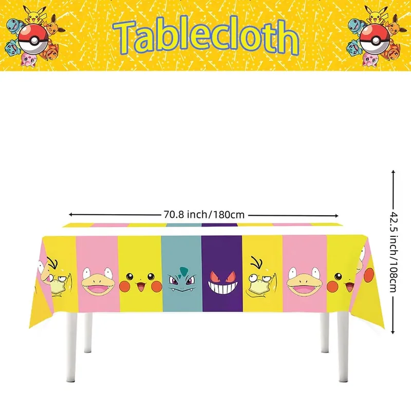 1/10Pcs Pokemon Tablecloth Birthday Decoration Disposable Tablecloth Pikachu Tablecover Kids Birthday Gifts Baby Shower Supplies — image 9
