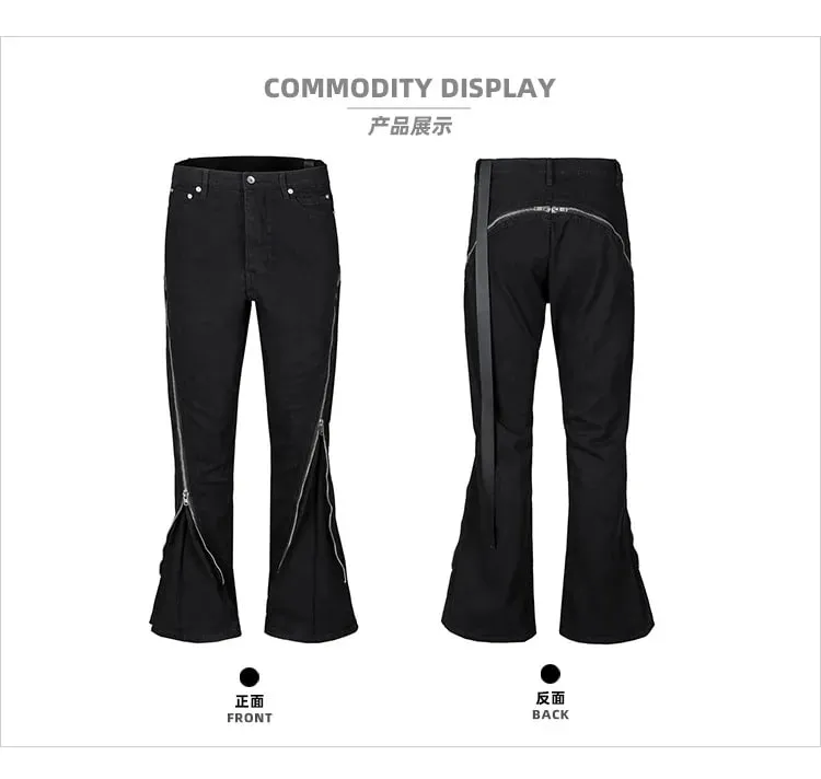 Jeans Harajuku Sashes Zipper Decorate Vibe Style Cargo Pants for Men High Street Straight Casual Baggy Oversized Unisex — image 3