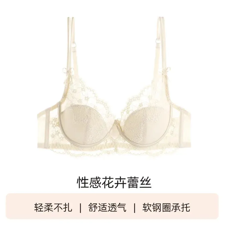 Female Lace Full Cup Minimizer Bra Set Thin Push‑Up Anti‑Sag Comfortable Lingerie Underwear For Big Breast Soft Daily Intimates — image 9