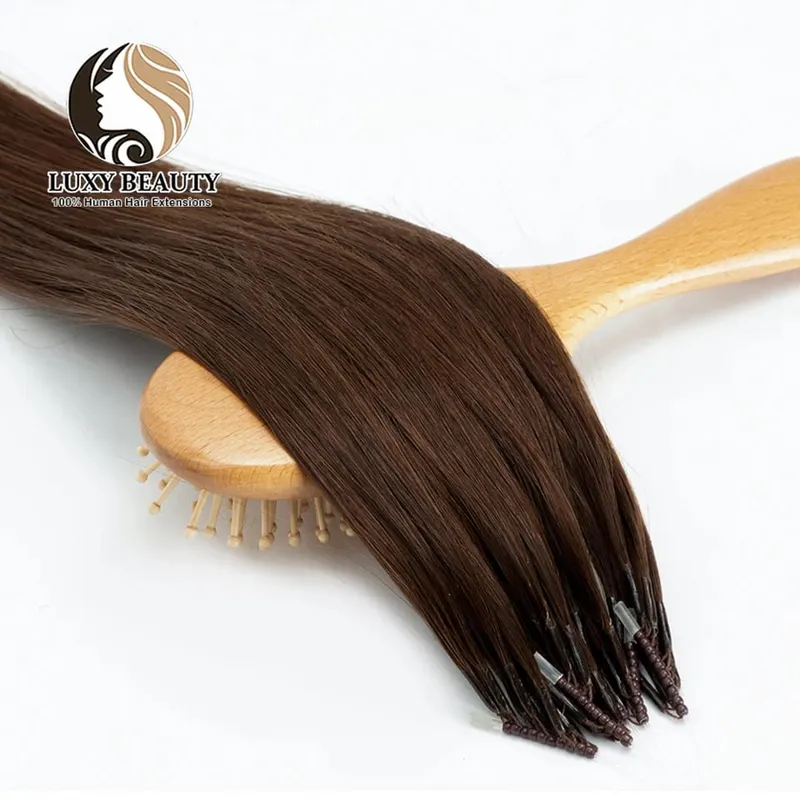 8D Micro Bead Human Hair Extensions Silicone Nano Ring Hair Extension Invisible Mini Silicon Beads Black Brown Blonde Human Hair — image 10