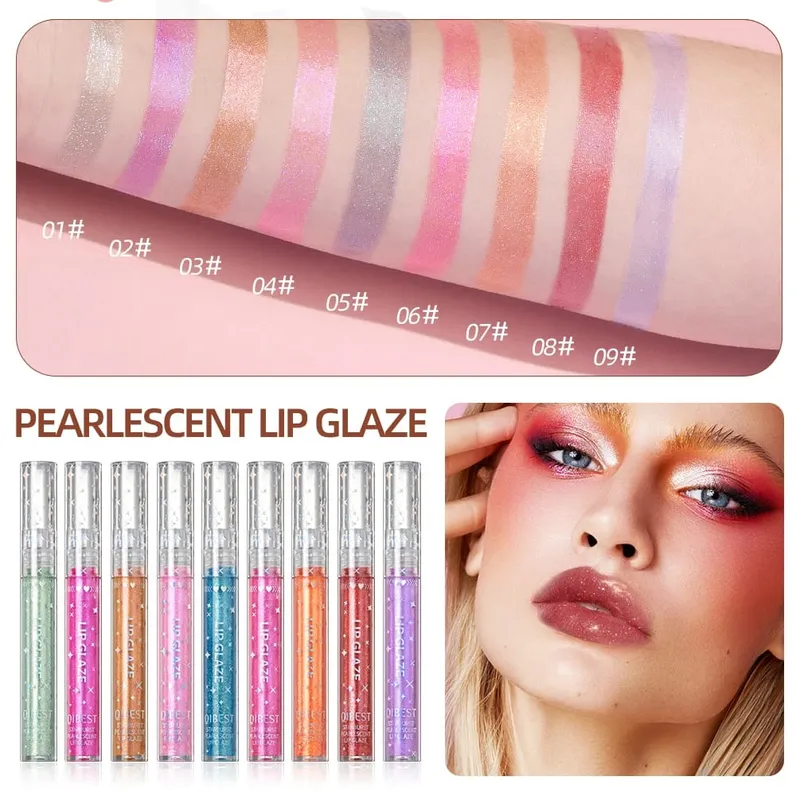 9 Colors Shimmer Lipgloss Set Lasting Glitter Liquid Lipstick Moisturizing Lugminous Lip Gloss Makeup Shiny Lip Glaze Kit