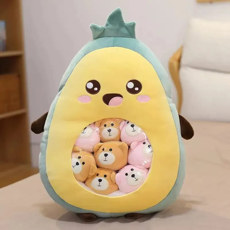 Six Small Toys Inside Cute Cartoon Fruit Plush Pillow Soft Stuffed Sofa Cushion Homdecor Pillow Backrest Children's Gift