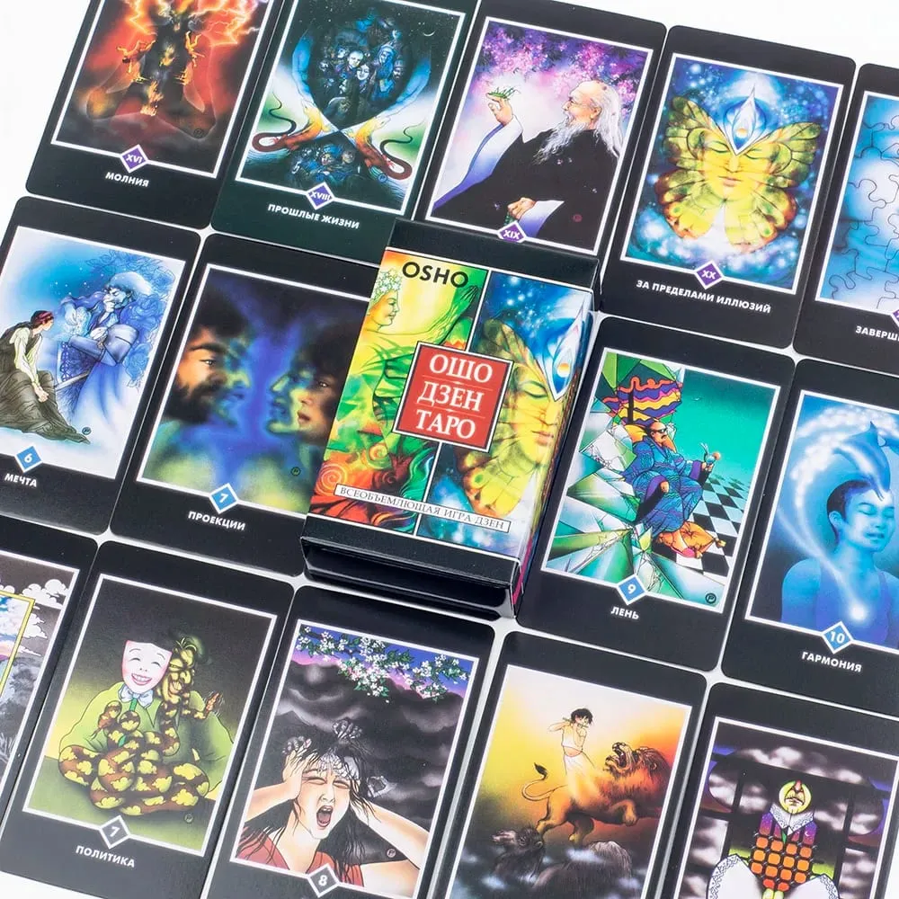 ОШО ДЗЕН ТАРО OSHO ZEN TARO 79Pcs รัสเซีย Visions Fate Divination ไพ่ทาโรต์ FortuneTelling การ์ดเกม Party Board Game10.3x6CM