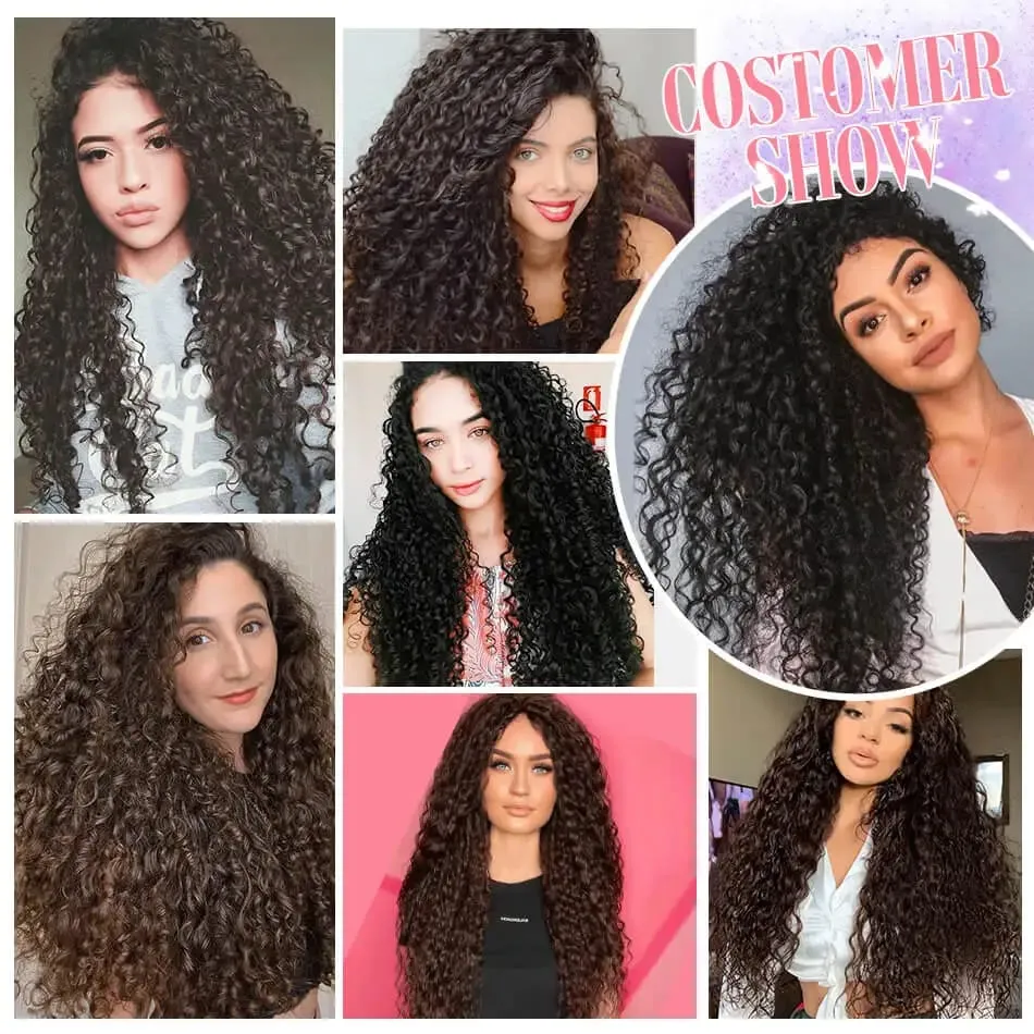 26'' Synthetic Jerry Curly Hair Extension Clip-In Double Weft 160g Full Head Organic Ice Silk Hairpiece Black/Brown — image 7
