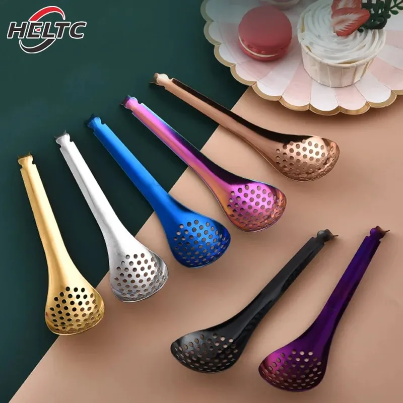 410 Stainless Steel Kitchen Spoon With Holes Cuisine Caviar Builder Roe Sauce Strainer Spoon Durable Kitchen Cooking Gadgets — image 4