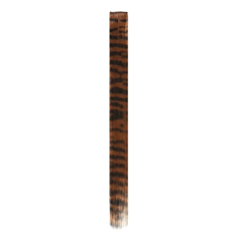 Synthetic Feather Hair Extension Piece One-card leopard Print Wig Colorful Silk Hanging Ear Dyed long Straight Hair Cushion — image 8