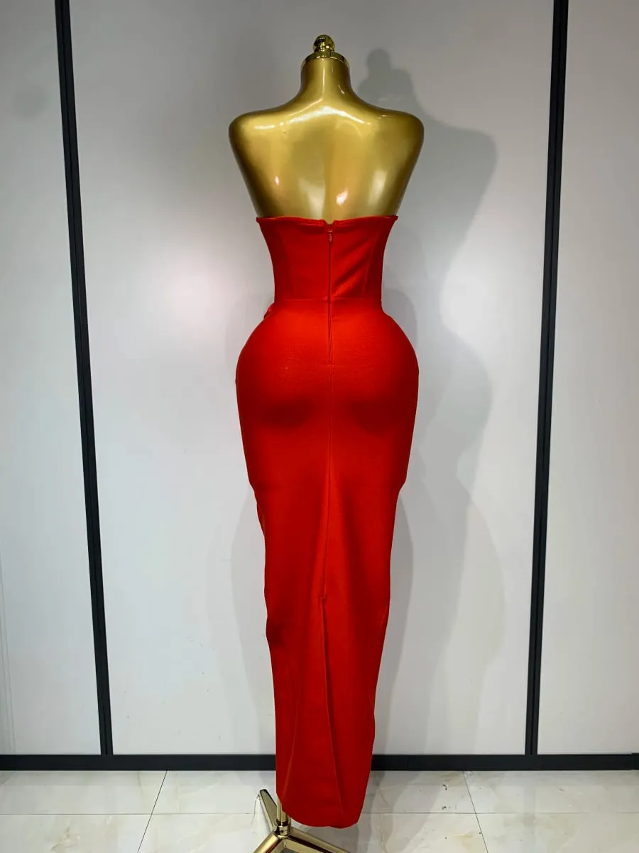 2025 ใหม่ล่าสุดผู้หญิงเซ็กซี่Backlessดอกไม้สีแดงMidiชุดCelebirty Elegant Evening Club Partyชุดวันเกิด — image 4