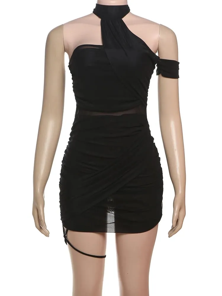 Weird Puss See Through Sexy Dress Women Y2K Cross Bandage Backless Halter Sleeveless Summer Trend Midnight Clubwear Mini Bodycon — image 6