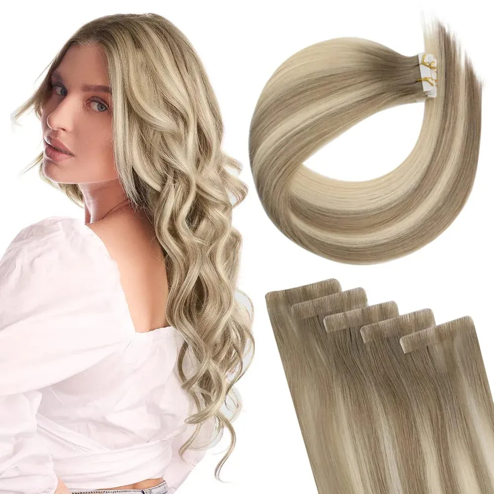 Full Shine Virgin Injection Tape in Human Hair Extensions Invisible Hand Tied Tape in Hair Extension Human Hair Natural Adhesive