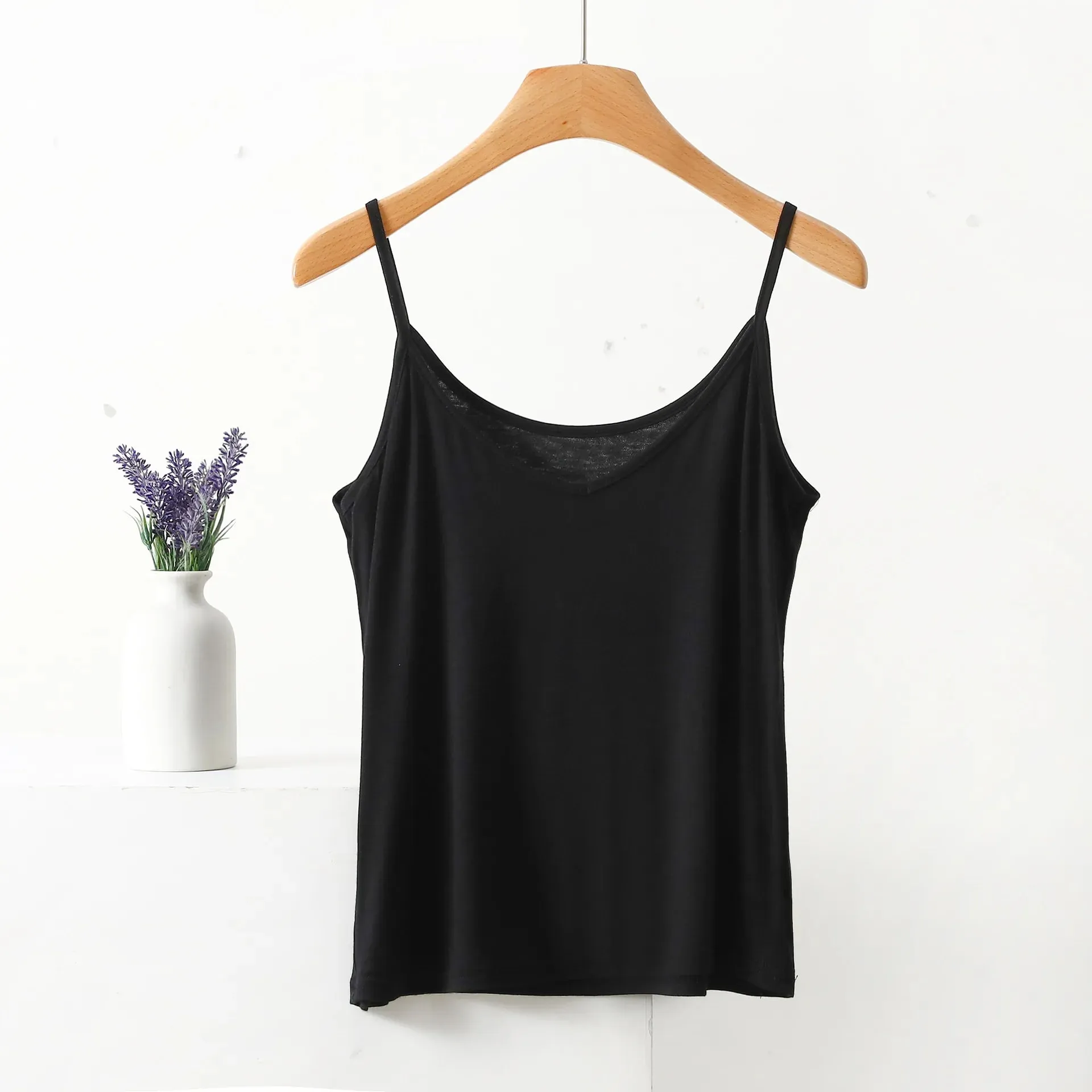 Spaghetti Strap Top Women Halter V-Neck Basic Cami Sleevless tank tops Women's Summer Camisole Solid color