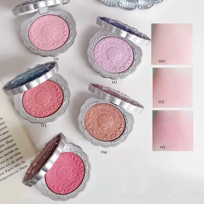 Makeup Gift Set Flowerknow Shell's Jewel Eyeshadow Blush Lip Glaze Setting Powder Correcting Primer For Women Full Kit