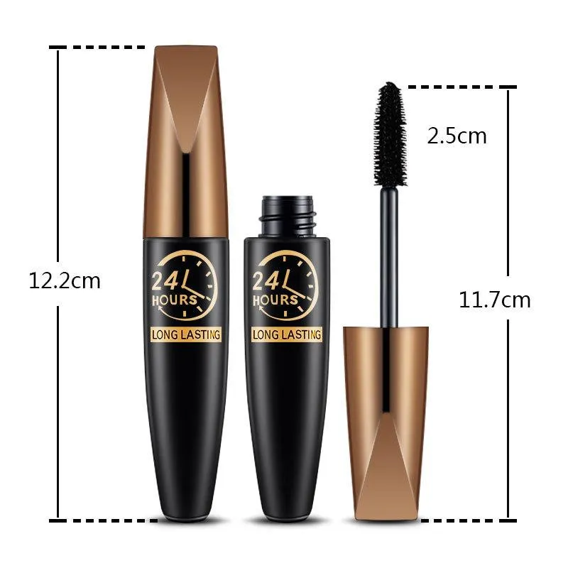 5D Eye Black Mascara Waterproof Lengthens Eyelashes Extension Μακιγιάζ ματιών μάσκαρα με ίνες μετάξι για γυναίκες Καλλυντικό Κορεάτικο μακιγιάζ — image 5