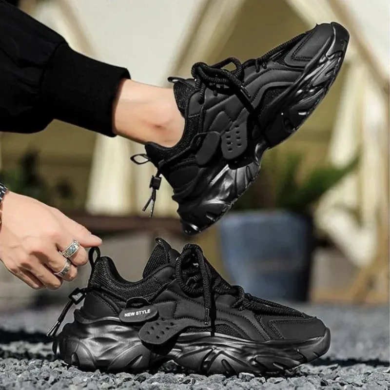 Men's Chunky Sneakers Thick Bottom Lace Up Breathable Vulcanize Shoes Man Autumn Running Sports Shoes Men Casual Non-slip Shoes — image 6